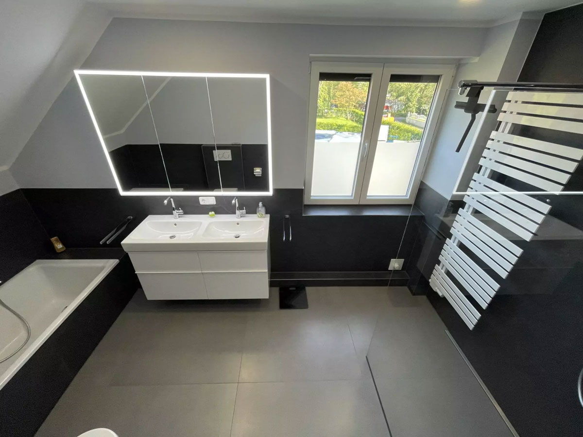 Duschrinne 120 cm für ebenerdige Dusche im Dachgeschoss